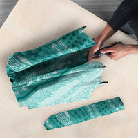 Vintage Teal Hawaiian Traditional Kapa Mix Flowers Lei Umbrella LT7 - Polynesian Pride