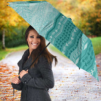 Vintage Teal Hawaiian Traditional Kapa Mix Flowers Lei Umbrella LT7 - Polynesian Pride