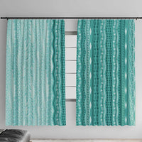 Vintage Teal Hawaiian Traditional Kapa Mix Flowers Lei Window Curtain LT7 With Hooks Teal - Polynesian Pride