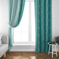 Vintage Teal Hawaiian Traditional Kapa Mix Flowers Lei Window Curtain LT7 - Polynesian Pride