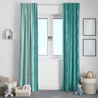 Vintage Teal Hawaiian Traditional Kapa Mix Flowers Lei Window Curtain LT7 - Polynesian Pride