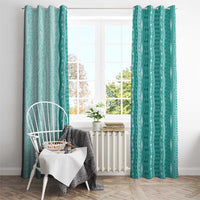 Vintage Teal Hawaiian Traditional Kapa Mix Flowers Lei Window Curtain LT7 - Polynesian Pride