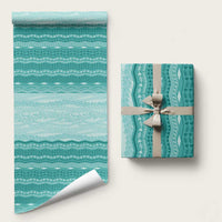 Vintage Teal Hawaiian Traditional Kapa Mix Flowers Lei Wrapping Paper LT7 58" × 23" Teal - Polynesian Pride