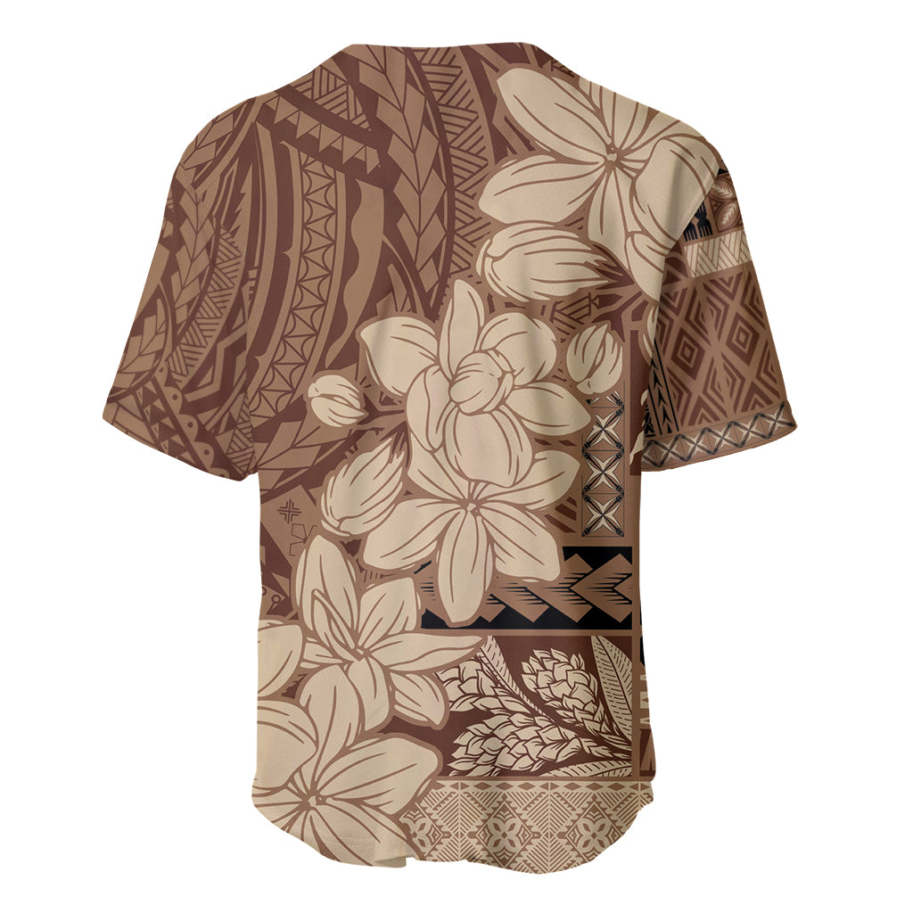 Samoa Women's Day Baseball Jersey Tiale Flower Mix Siapo Tapa LT7 - Polynesian Pride