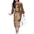 Samoa Women's Day Family Matching Off Shoulder Long Sleeve Dress and Hawaiian Shirt Tiale Flower Mix Siapo Tapa LT7 Mom's Dress Beige - Polynesian Pride