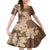 Samoa Women's Day Family Matching Puletasi and Hawaiian Shirt Tiale Flower Mix Siapo Tapa LT7 Daughter's Dress Beige - Polynesian Pride