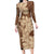 Samoa Women's Day Long Sleeve Bodycon Dress Tiale Flower Mix Siapo Tapa LT7 Long Dress Beige - Polynesian Pride