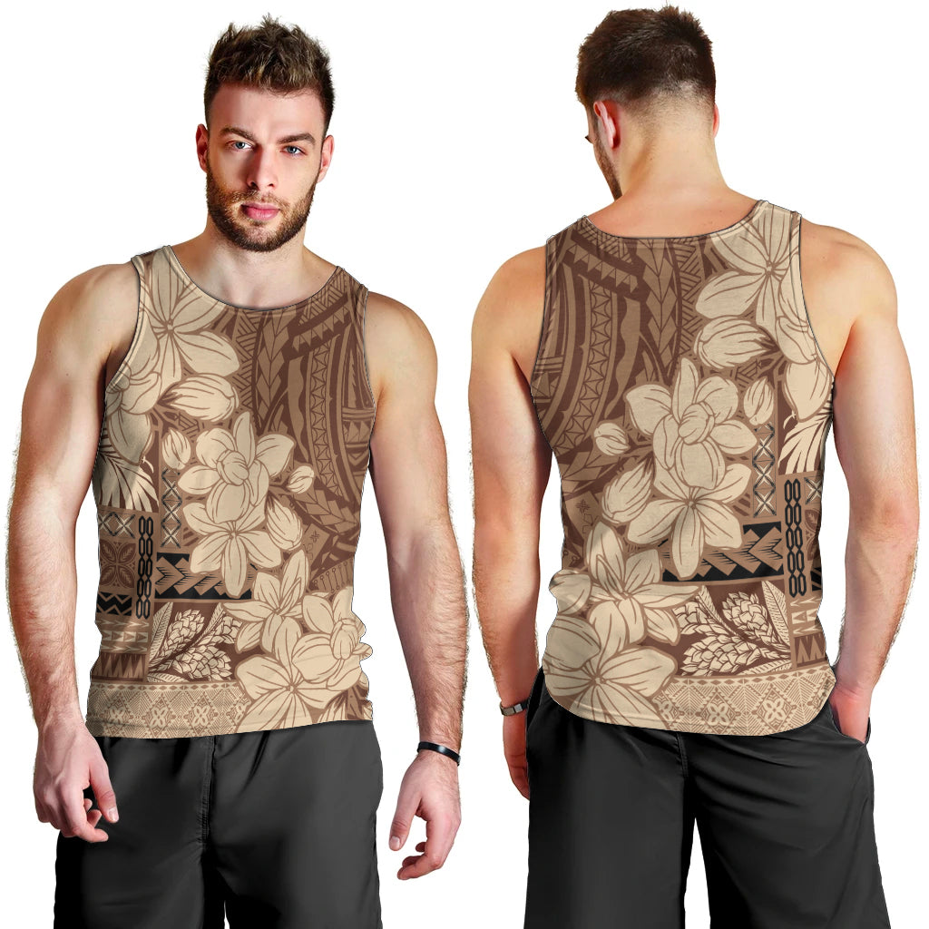 Samoa Women's Day Men Tank Top Tiale Flower Mix Siapo Tapa LT7 - Polynesian Pride