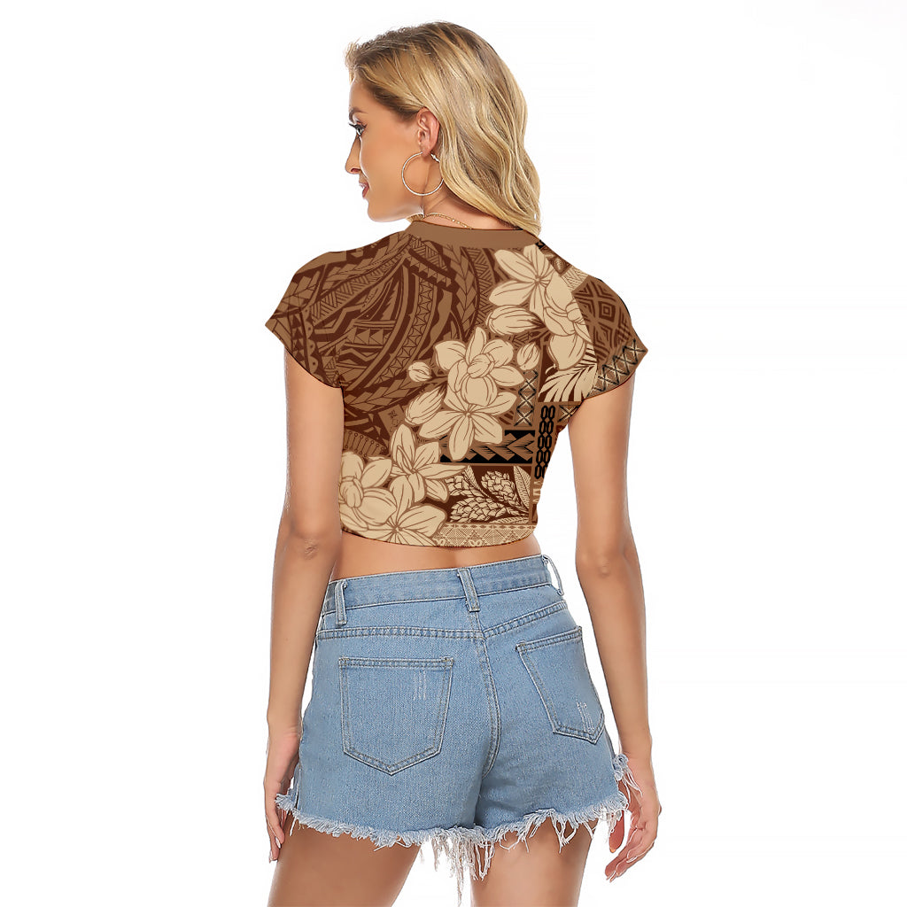 Samoa Women's Day Raglan Cropped T Shirt Tiale Flower Mix Siapo Tapa LT7 - Polynesian Pride