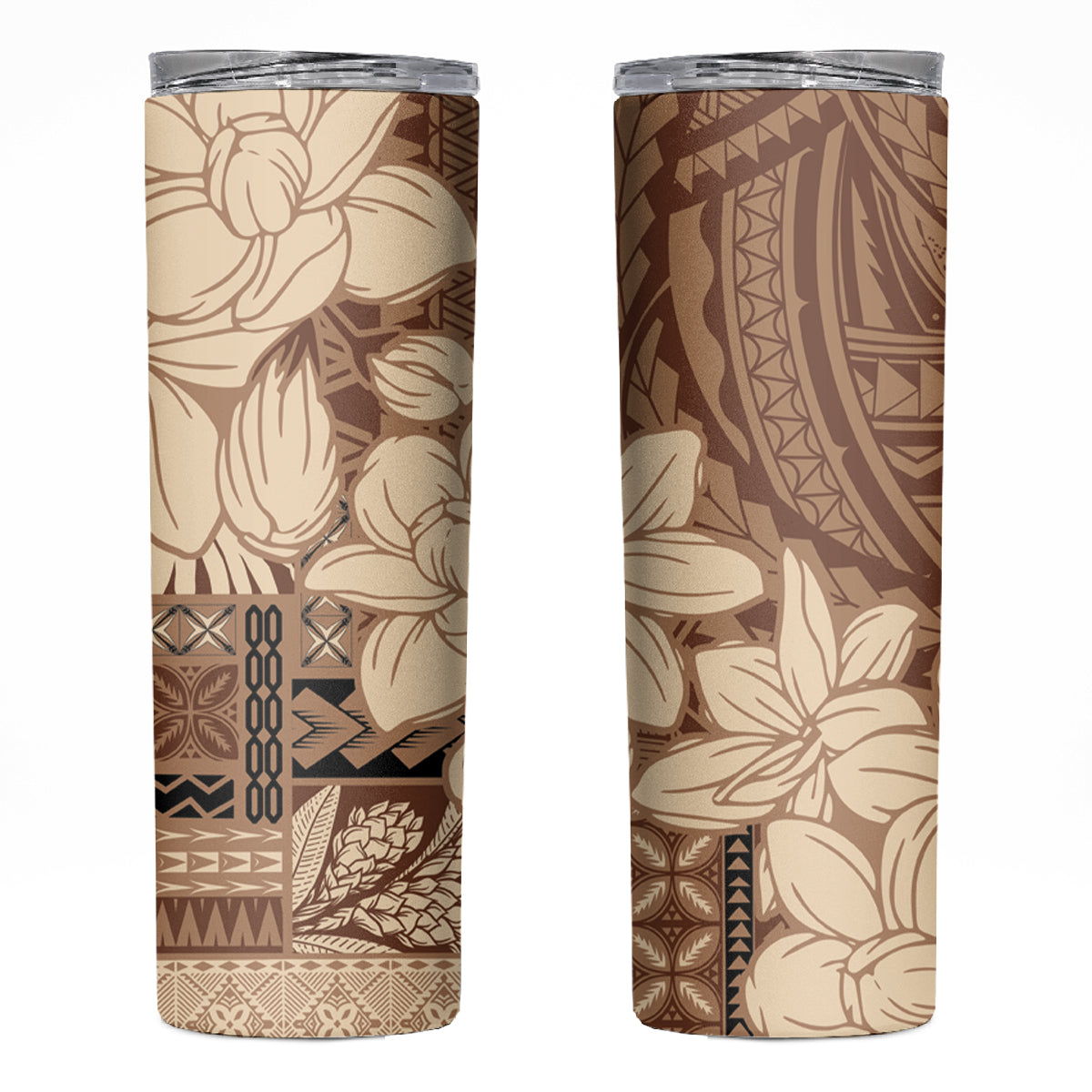 Samoa Women's Day Skinny Tumbler Tiale Flower Mix Siapo Tapa