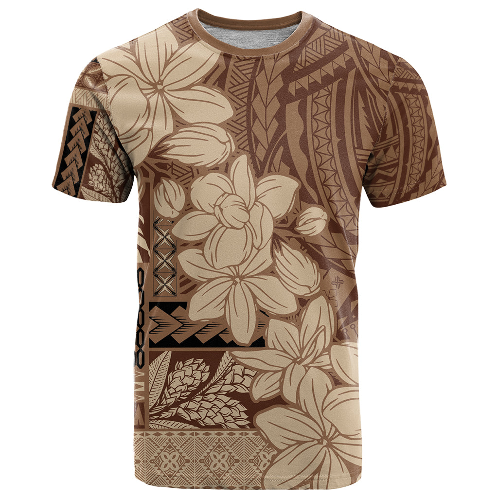 Samoa Women's Day T Shirt Tiale Flower Mix Siapo Tapa LT7 Beige - Polynesian Pride