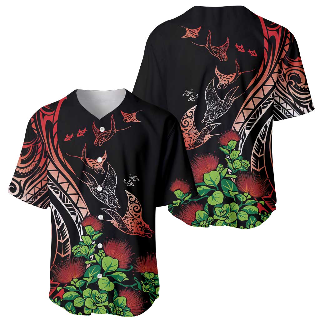 Aloha Hawaii Manta Rays Baseball Jersey Red Ohia Lehua