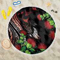 Aloha Hawaii Manta Rays Beach Blanket Red Ohia Lehua LT7 One Size 150cm Red - Polynesian Pride