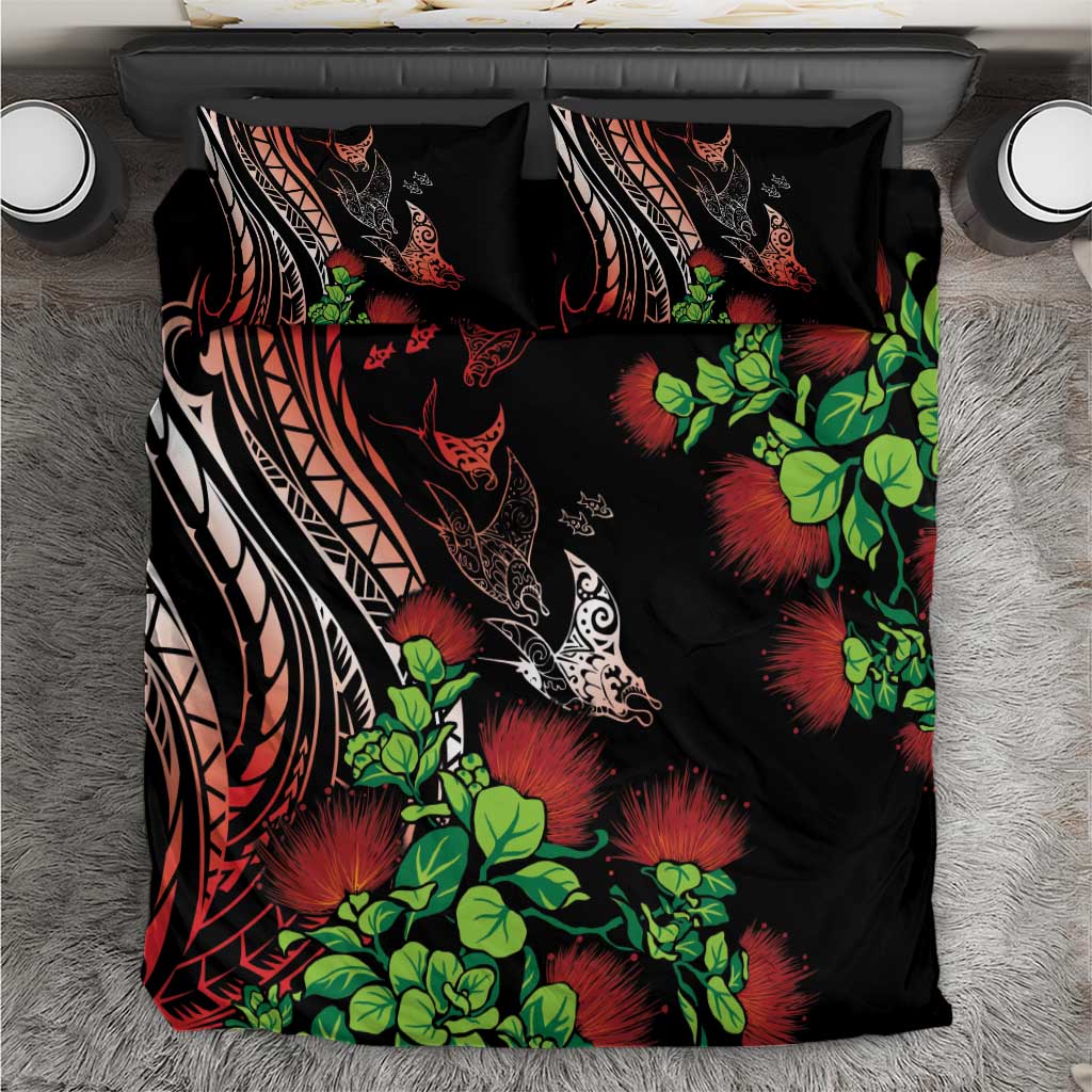 Aloha Hawaii Manta Rays Bedding Set Red Ohia Lehua