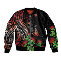 Aloha Hawaii Manta Rays Bomber Jacket Red Ohia Lehua