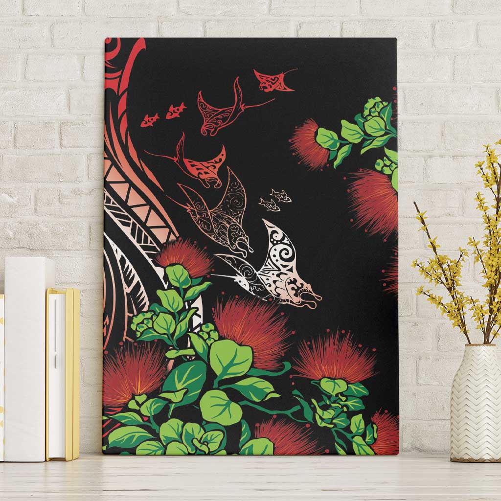 Aloha Hawaii Manta Rays Canvas Wall Art Red Ohia Lehua LT7 Without Frame Red - Polynesian Pride
