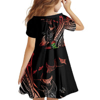 Aloha Hawaii Manta Rays Family Matching Mermaid Dress and Hawaiian Shirt Red Ohia Lehua
