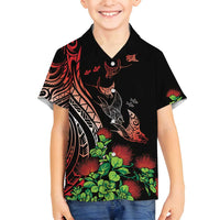 Aloha Hawaii Manta Rays Family Matching Puletasi and Hawaiian Shirt Red Ohia Lehua