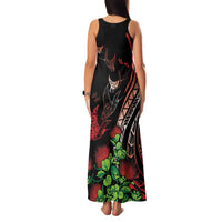 Aloha Hawaii Manta Rays Family Matching Tank Maxi Dress and Hawaiian Shirt Red Ohia Lehua