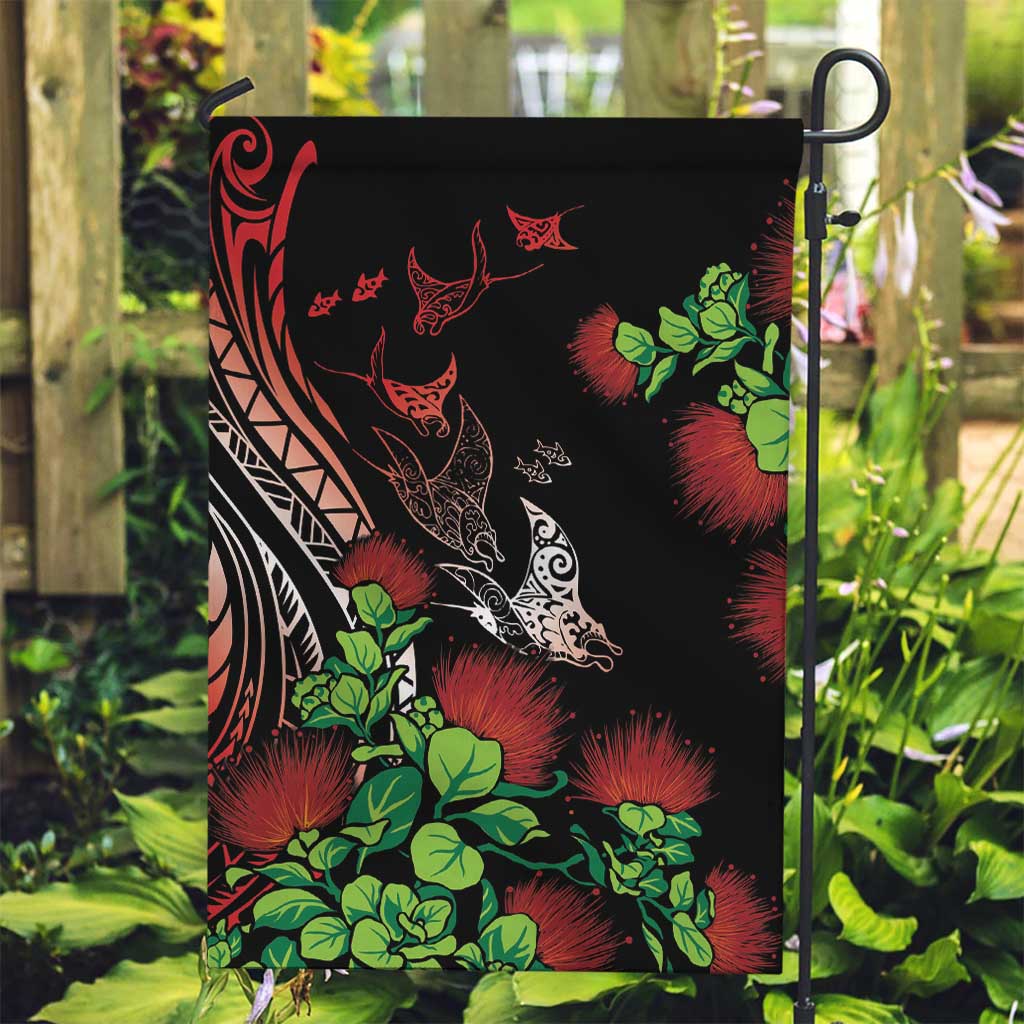 Aloha Hawaii Manta Rays Garden Flag Red Ohia Lehua LT7 Garden Flag Red - Polynesian Pride