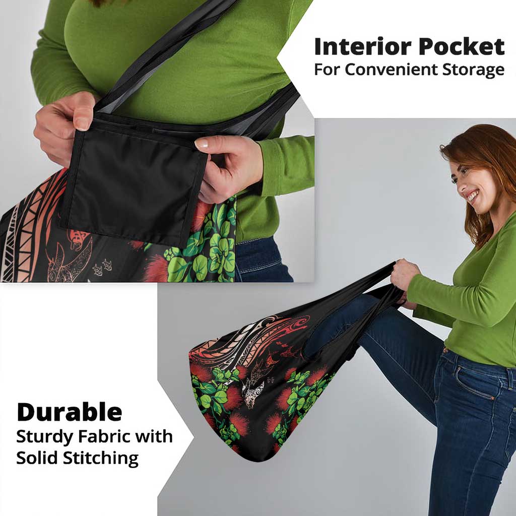 Aloha Hawaii Manta Rays Grocery Bag Red Ohia Lehua