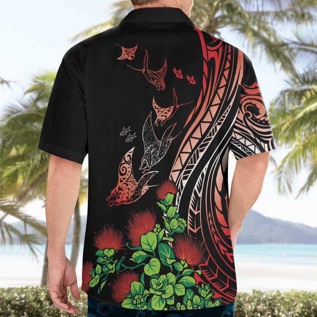 Aloha Hawaii Manta Rays Hawaiian Shirt Red Ohia Lehua