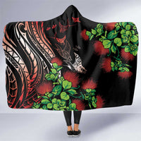 Aloha Hawaii Manta Rays Hooded Blanket Red Ohia Lehua LT7 One Size Red - Polynesian Pride
