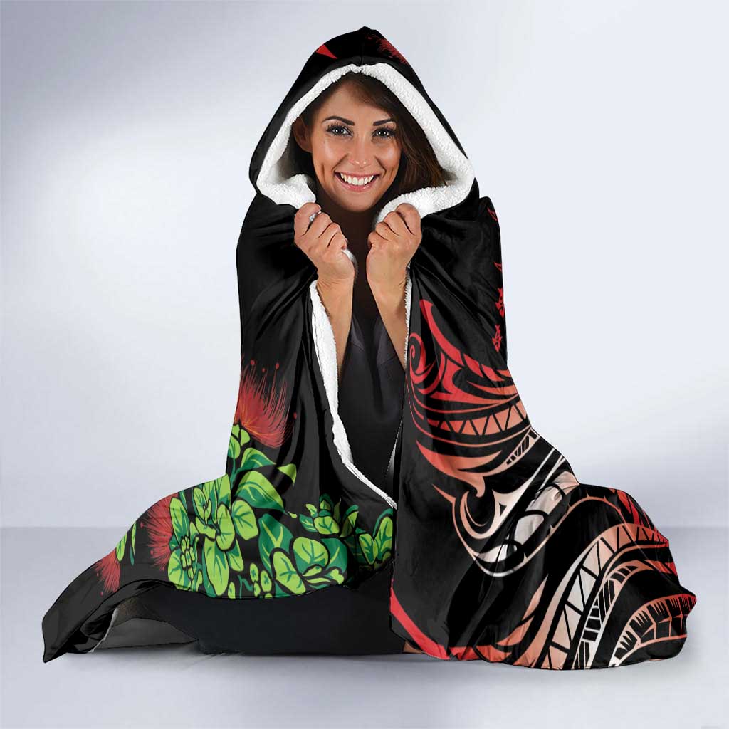 Aloha Hawaii Manta Rays Hooded Blanket Red Ohia Lehua LT7 - Polynesian Pride