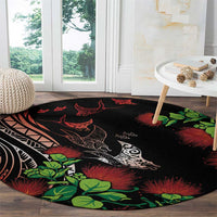 Aloha Hawaii Manta Rays Round Carpet Red Ohia Lehua