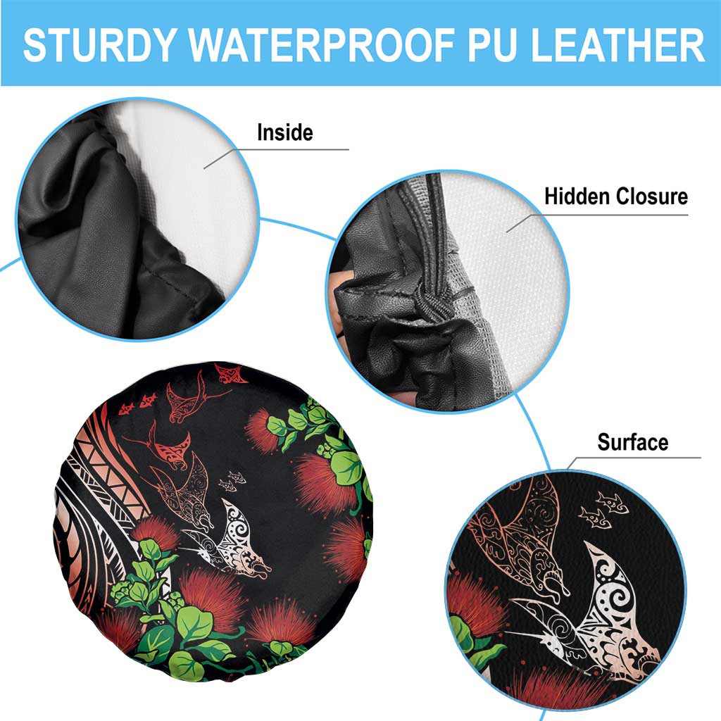 Aloha Hawaii Manta Rays Spare Tire Cover Red Ohia Lehua