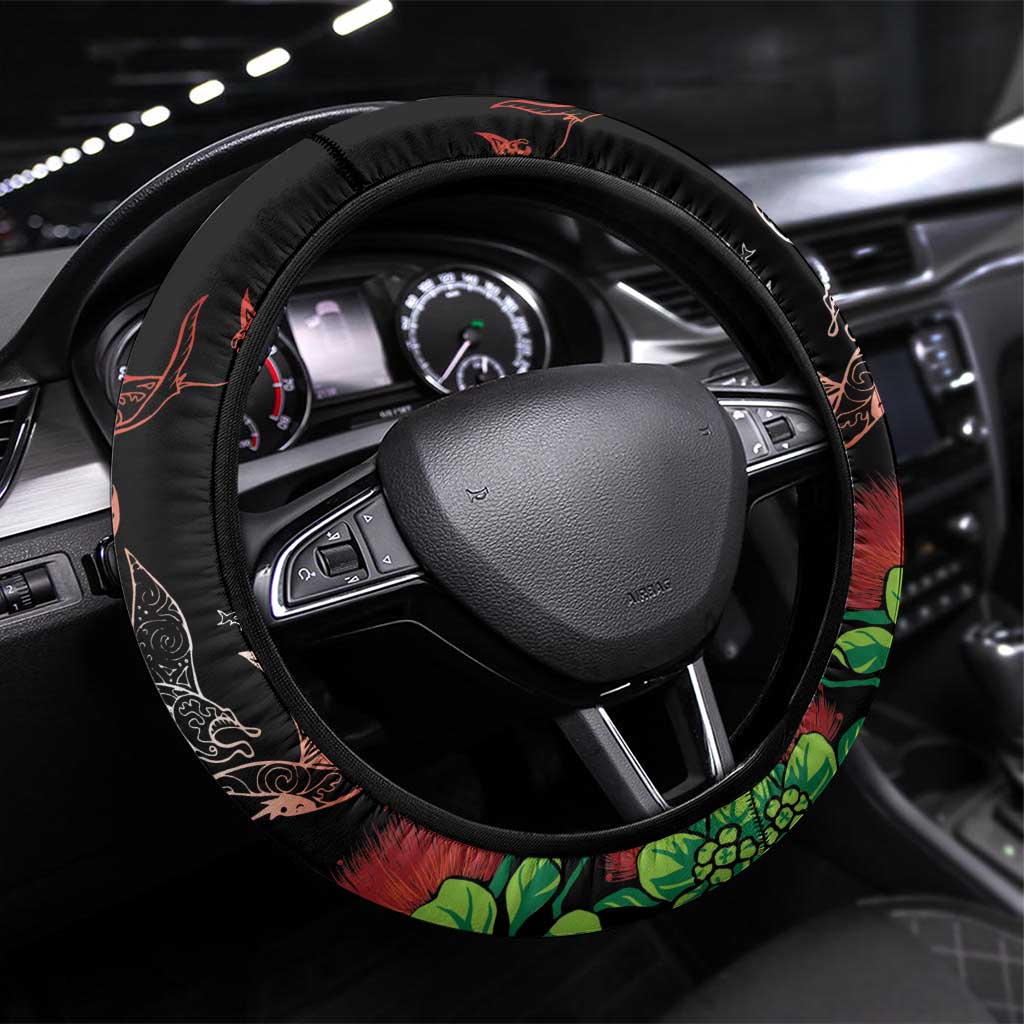 Aloha Hawaii Manta Rays Steering Wheel Cover Red Ohia Lehua LT7 Universal Fit Red - Polynesian Pride