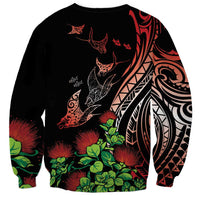 Aloha Hawaii Manta Rays Sweatshirt Red Ohia Lehua LT7 - Polynesian Pride