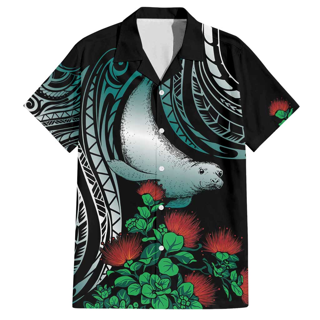 Aloha Hawaii Monk Seal Family Matching Long Sleeve Bodycon Dress and Hawaiian Shirt Mix Ohia Lehua