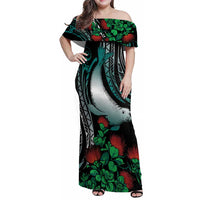 Aloha Hawaii Monk Seal Family Matching Off Shoulder Maxi Dress and Hawaiian Shirt Mix Ohia Lehua