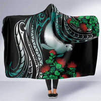 Aloha Hawaii Monk Seal Hooded Blanket Mix Ohia Lehua LT7 One Size Teal - Polynesian Pride