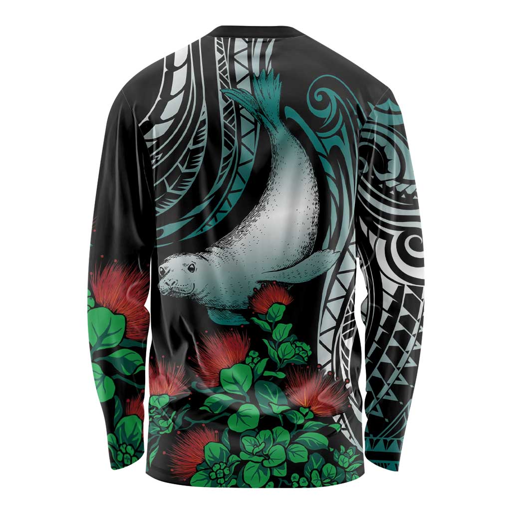 Aloha Hawaii Monk Seal Long Sleeve Shirt Mix Ohia Lehua LT7 - Polynesian Pride