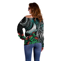 Aloha Hawaii Monk Seal Off Shoulder Sweater Mix Ohia Lehua