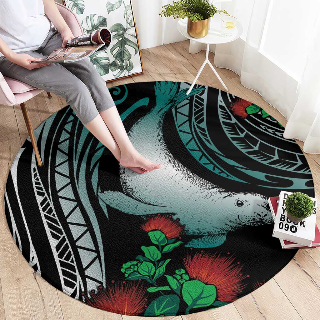 Aloha Hawaii Monk Seal Round Carpet Mix Ohia Lehua
