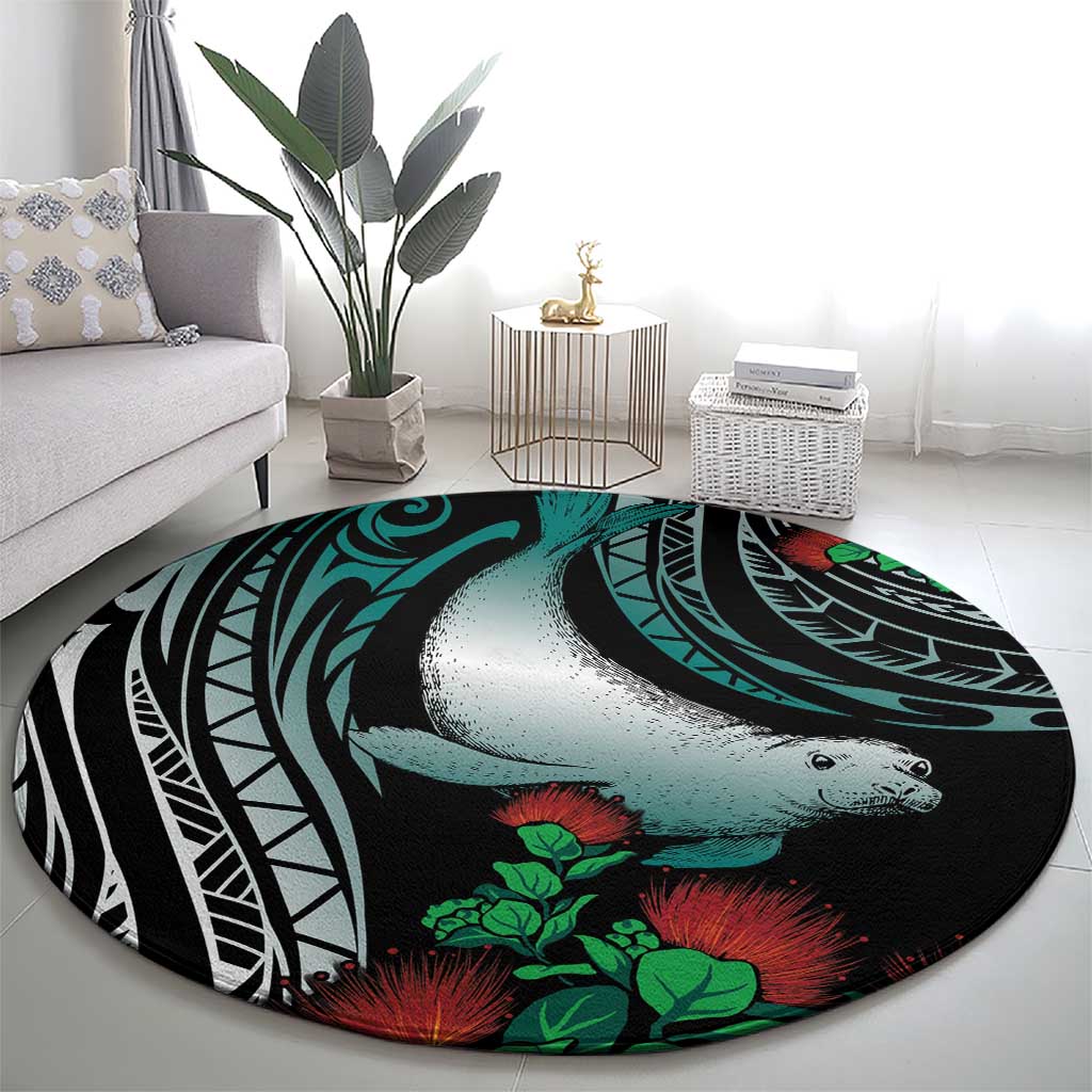 Aloha Hawaii Monk Seal Round Carpet Mix Ohia Lehua