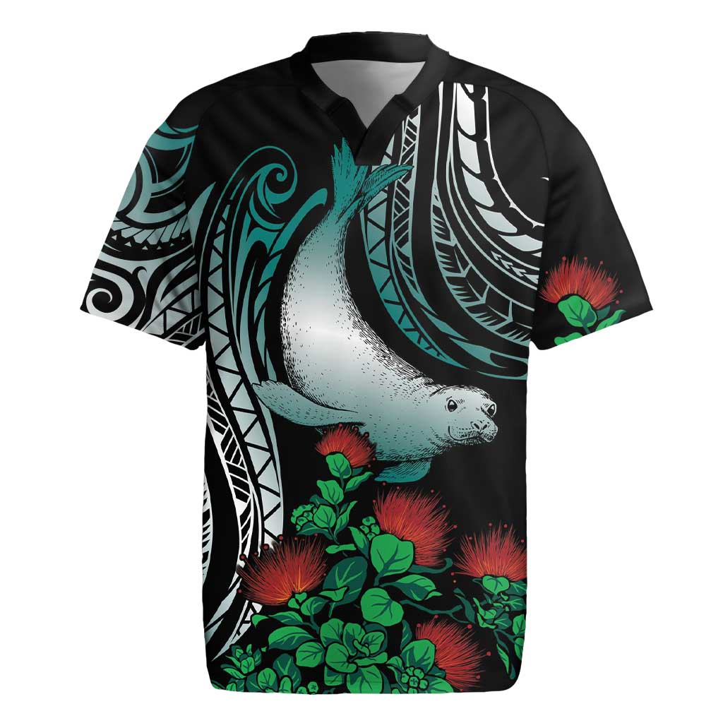Aloha Hawaii Monk Seal Rugby Jersey Mix Ohia Lehua