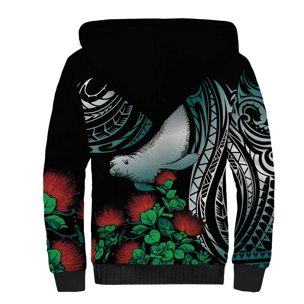 Aloha Hawaii Monk Seal Sherpa Hoodie Mix Ohia Lehua LT7 - Polynesian Pride