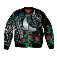 Aloha Hawaii Monk Seal Sleeve Zip Bomber Jacket Mix Ohia Lehua