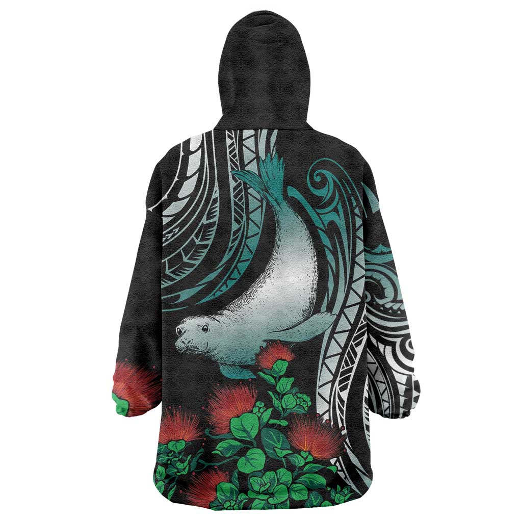 Aloha Hawaii Monk Seal Wearable Blanket Hoodie Mix Ohia Lehua LT7 - Polynesian Pride