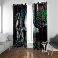 Aloha Hawaii Monk Seal Window Curtain Mix Ohia Lehua LT7 With Grommets Teal - Polynesian Pride