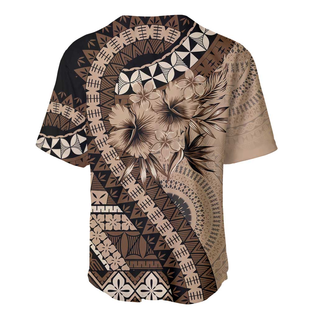 Bula Fiji Baseball Jersey Mocha Brown Kaivity Masi Tapa