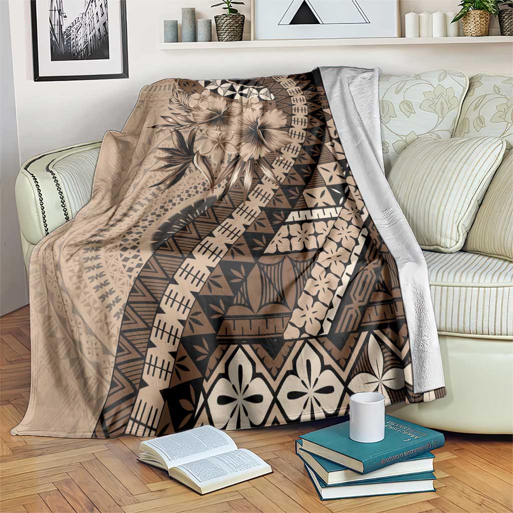 Bula Fiji Blanket Mocha Brown Kaivity Masi Tapa