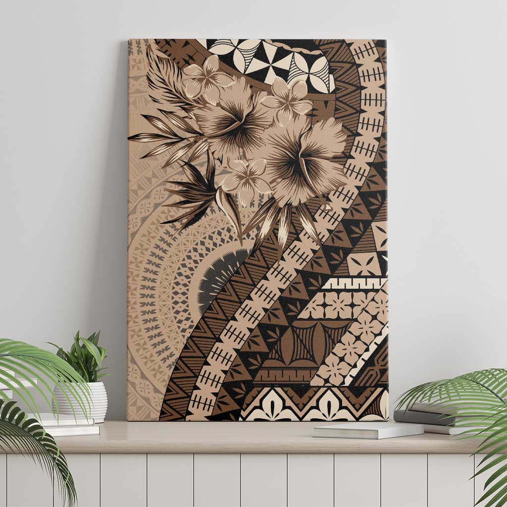 Bula Fiji Canvas Wall Art Mocha Brown Kaivity Masi Tapa