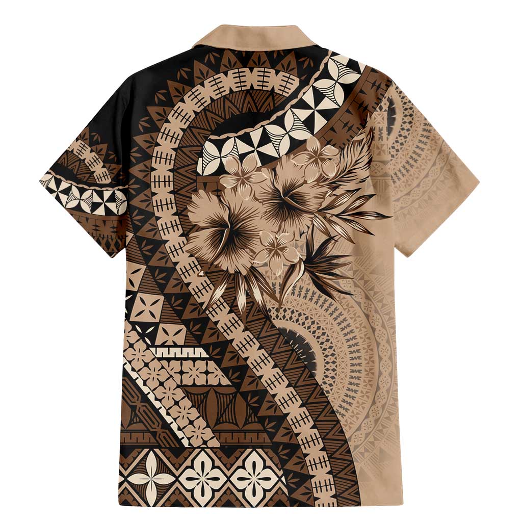 Bula Fiji Family Matching Mermaid Dress and Hawaiian Shirt Mocha Brown Kaivity Masi Tapa
