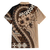 Bula Fiji Family Matching Summer Maxi Dress and Hawaiian Shirt Mocha Brown Kaivity Masi Tapa
