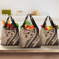 Bula Fiji Grocery Bag Mocha Brown Kaivity Masi Tapa